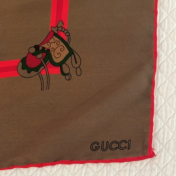 Vintage Gucci Saddle / Equestrian Motif Silk Scarf - Picture 3 of 6